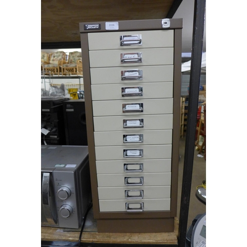 2226 - Triumph 12 drawer brown/cream metal cabient