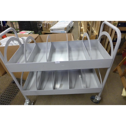 2258 - Grey metal 10 section tool trolley