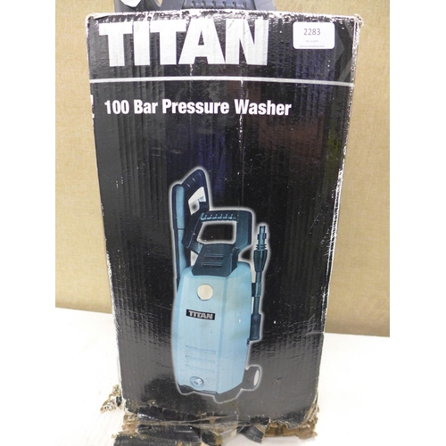 2283 - Titan 100 bar pressure washer with hose & lance - boxed - W