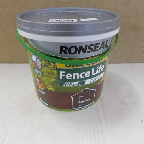 2320 - 2 x 5lt tubs of Ronseal One Coat Fence Life - dark oak