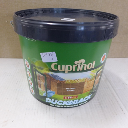 2321 - 2 x 9ltr tubs of Cuprinol Duckback for rough sawn sheds & fences - Harvest Brown