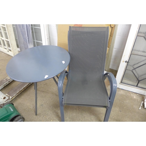 2348 - Metal garden patio table and 2 chairs