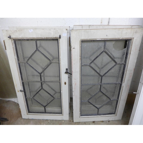 2384 - 4 Vintage hardwood cast iron Astraglaze cast metal windows - 2 a/f