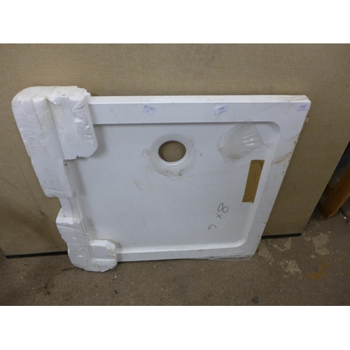 2388 - Square white shower tray - unused and right hand quadrant shower tray - 1000mm x 800mm - unused