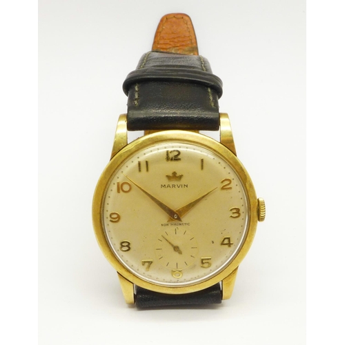 1078 - A 9ct gold Marvin wristwatch