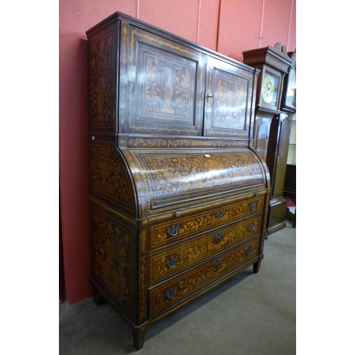 75 - An 18th Century Dutch rosewood and marquetry inlaid bureau bookcase