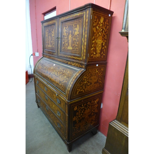 75 - An 18th Century Dutch rosewood and marquetry inlaid bureau bookcase