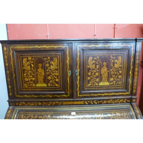 75 - An 18th Century Dutch rosewood and marquetry inlaid bureau bookcase