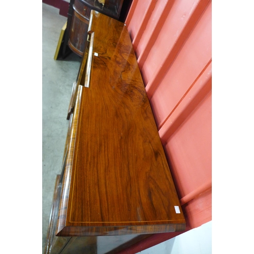 95 - A Victorian inlaid walnut and ormolu mounted breakfront bookcase