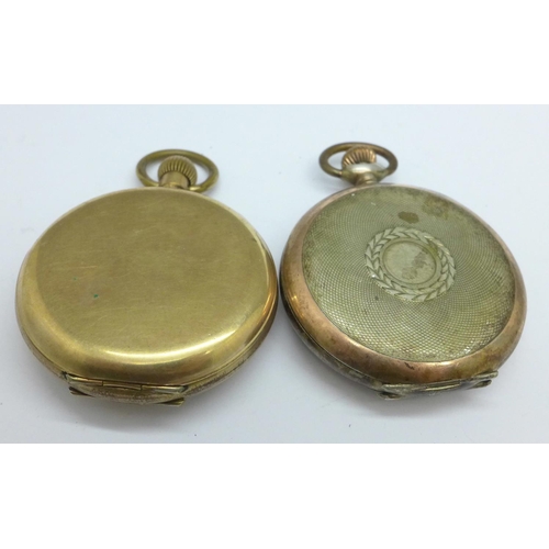 1071 - An .800 silver top wind pocket watch and an Admiral gold plated top wind full hunter pocket watch