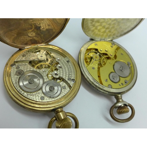 1071 - An .800 silver top wind pocket watch and an Admiral gold plated top wind full hunter pocket watch