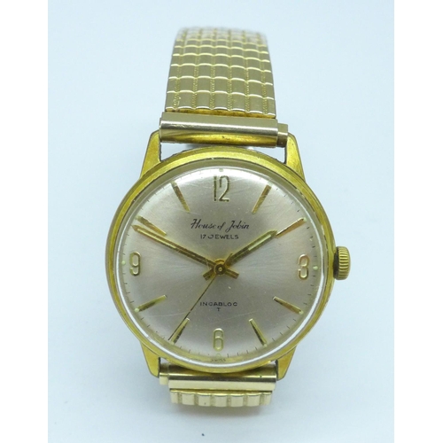 1076 - A House of Jobin 17 jewel Swiss wristwatch on an expanding bracelet strap