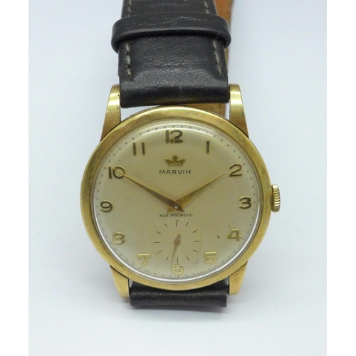 1078 - A 9ct gold Marvin wristwatch