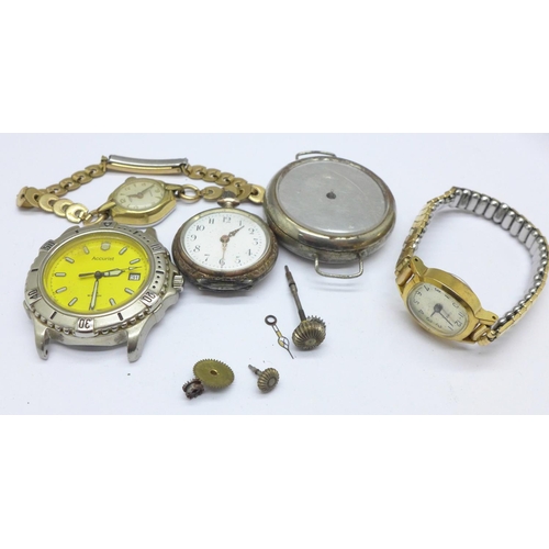 1079 - Two lady's wristwatches, a watch case, etc.