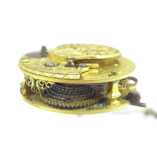 1086 - A verge pocket watch and a movement, a/f