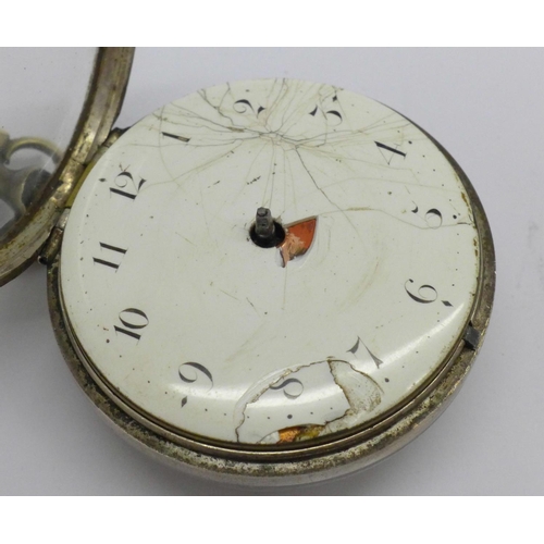 1086 - A verge pocket watch and a movement, a/f