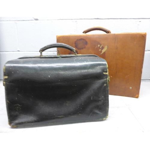 1119 - Two Victorian leather cases **PLEASE NOTE THIS LOT IS NOT ELIGIBLE FOR POSTING AND PACKING**