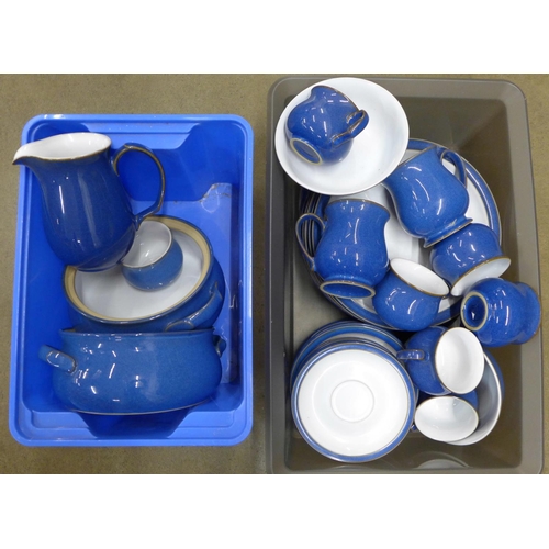 1123 - A Denby blue dinner service, two plates chipped, no lids for the tureens **PLEASE NOTE THIS LOT IS N... 