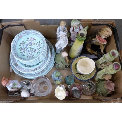 1135 - A box of mixed china and figures including Adams Calyx Ware dinnerwares **PLEASE NOTE THIS LOT IS NO... 