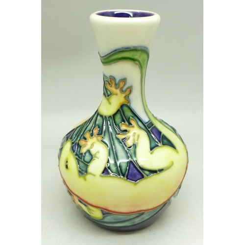 608 - A Moorcroft Raratonga vase, signed Emma Bossons, number 268, 10.5cm, with box