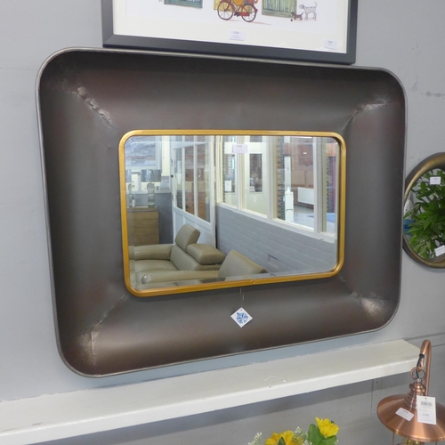 1350 - A Lincoln black and bronze rectangular wall mirror (EM12048)   #