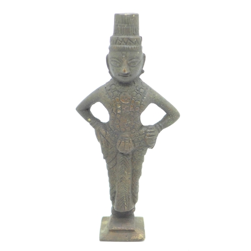 615 - A bronze figure of a deity, 13cm