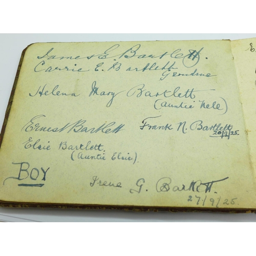 651 - An autograph book with Herbert Samuel, Home Secretary, and others, circa 1920's, and a keepsake albu... 