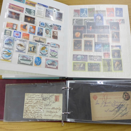 687 - Stamps; Russia mint stamps in stockbook and an album of postal history