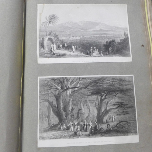 716 - Two Victorian albums, one containing prints, drawings and some watercolours including a view of Manc... 