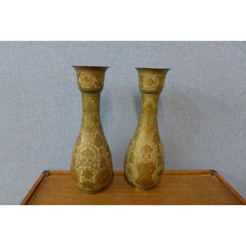 365 - A pair of Indian brass cloisonne vases