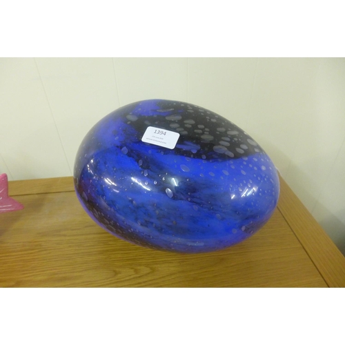 1398 - A hand blown blue glass egg lamp (GL00442)   #