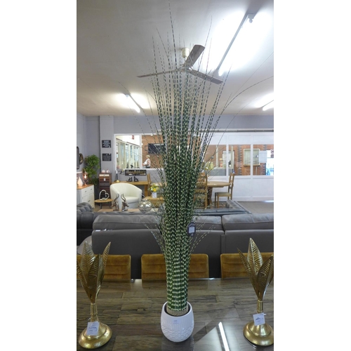 1410 - A sheaf of variegated grasses in a white ceramic vase   (2604220)