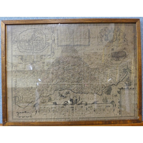 16 - A John Norden & John Speede map of Sussex, framed