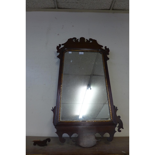 351 - A George II style mahogany and parcel gilt framed mirror