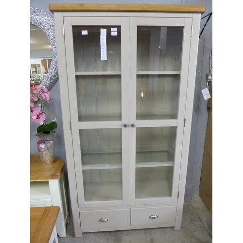 1494 - A stone glass two door, two drawer display cabinet (PGGDC-S) - boxed