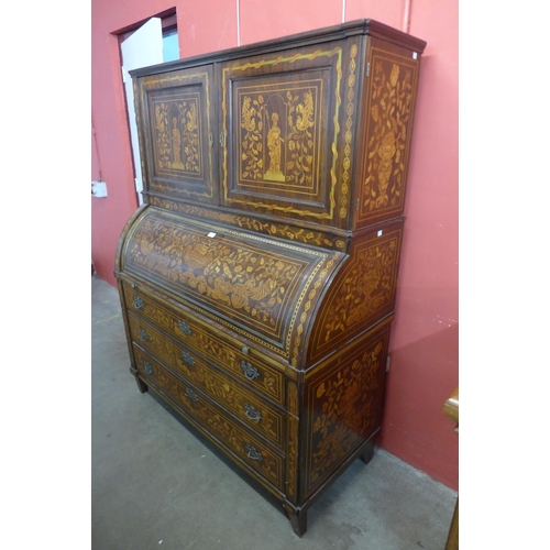 75 - An 18th Century Dutch rosewood and marquetry inlaid bureau bookcase