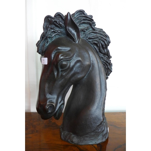 93 - A bronze effect bust of a horse