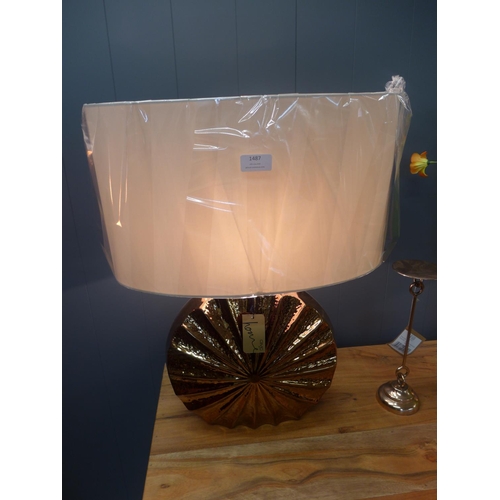 1519 - A gold ceramic table lamp base with oval shade (CT51419)   #