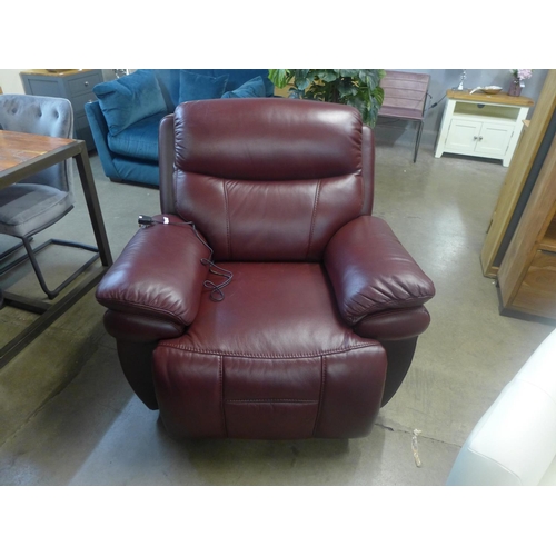 1526 - A Boston leather Comfort Plus power recliner armchair (Wine)  *This lot is subject to vat