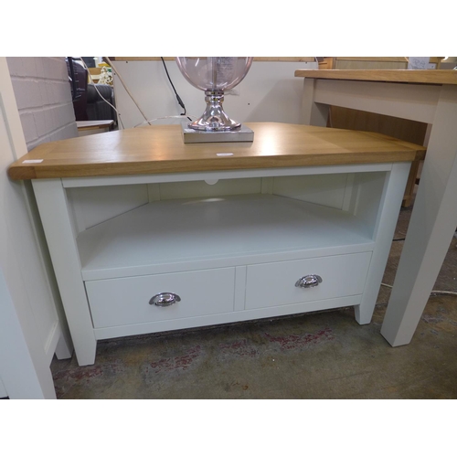 1545A - A Chester white painted oak corner TV unit (NC-CTV-W)  -  *this lot is subject to vat