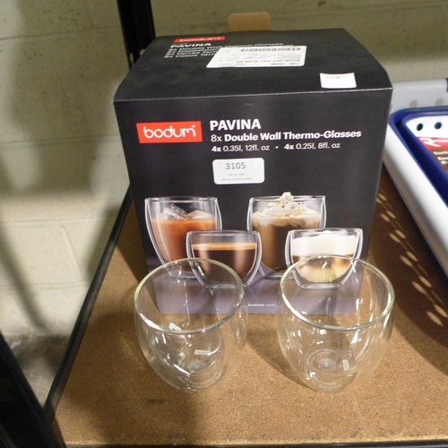 3105 - A Pack Of six Bodum Dble Wall Glasses   (190-103)   *  This Lot Is Subject To Vat