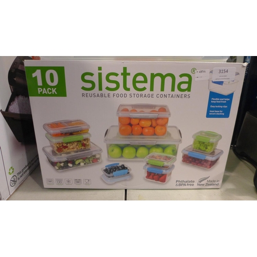 3154 - Sistema Food Storage Plastic Containers (10Pcs)    (190-43)   *  This Lot Is Subject To Vat