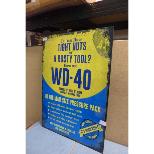 2077 - Large tin plate sign - WD-40 *This lot is subject to vat