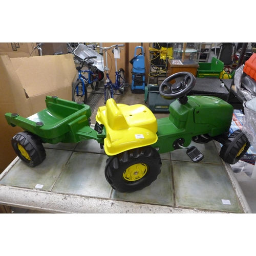 2425 - John Deere pedal tractor with trailer - unused