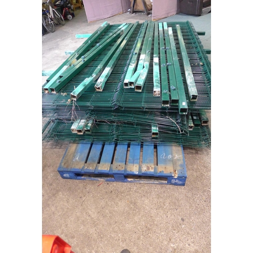 2427 - Approx. 30 coated mesh fence panels - each approx. 3m x 2m plus 25 posts - some a/f - to be sold at ... 