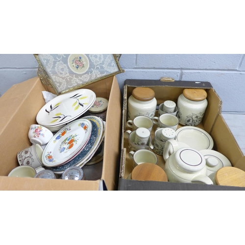 1088 - Two boxes of assorted china including Palissy, Hornsea and a dressing table set **PLEASE NOTE THIS L... 