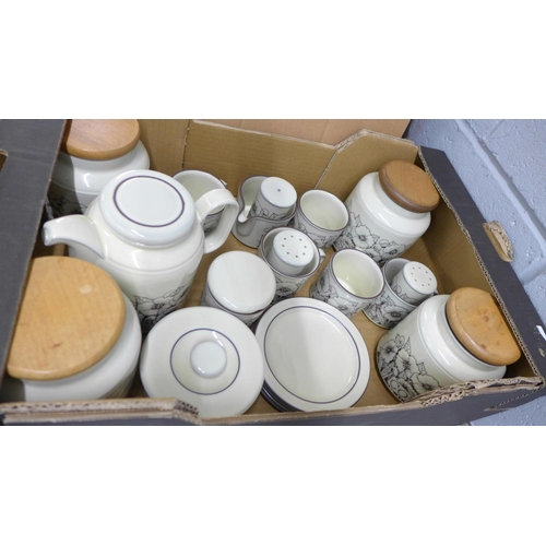 1088 - Two boxes of assorted china including Palissy, Hornsea and a dressing table set **PLEASE NOTE THIS L... 