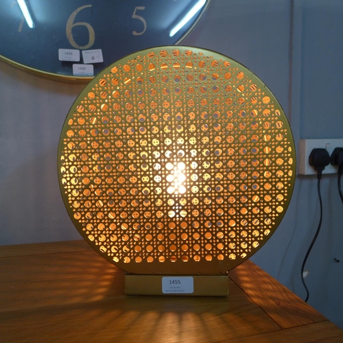 1454 - A gilt metal rattan effect table lamp (LPRRM28)   #