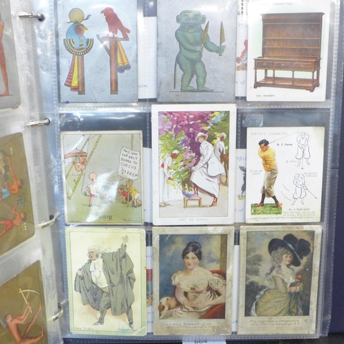 665 - Cigarette cards; an album of larger size cards in sets, part sets and individual cards