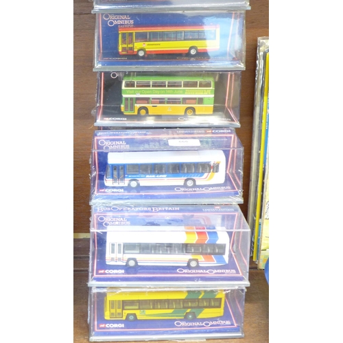 666 - Eleven Corgi Bus Operators of Britain and Original Omnibus die-cast buses, all boxed